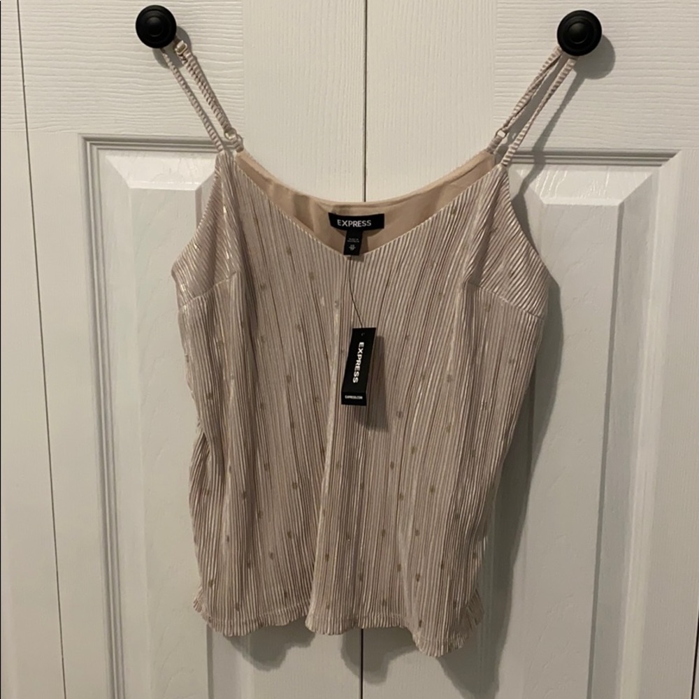 Express Pleated Metallic Polka Dot Cami